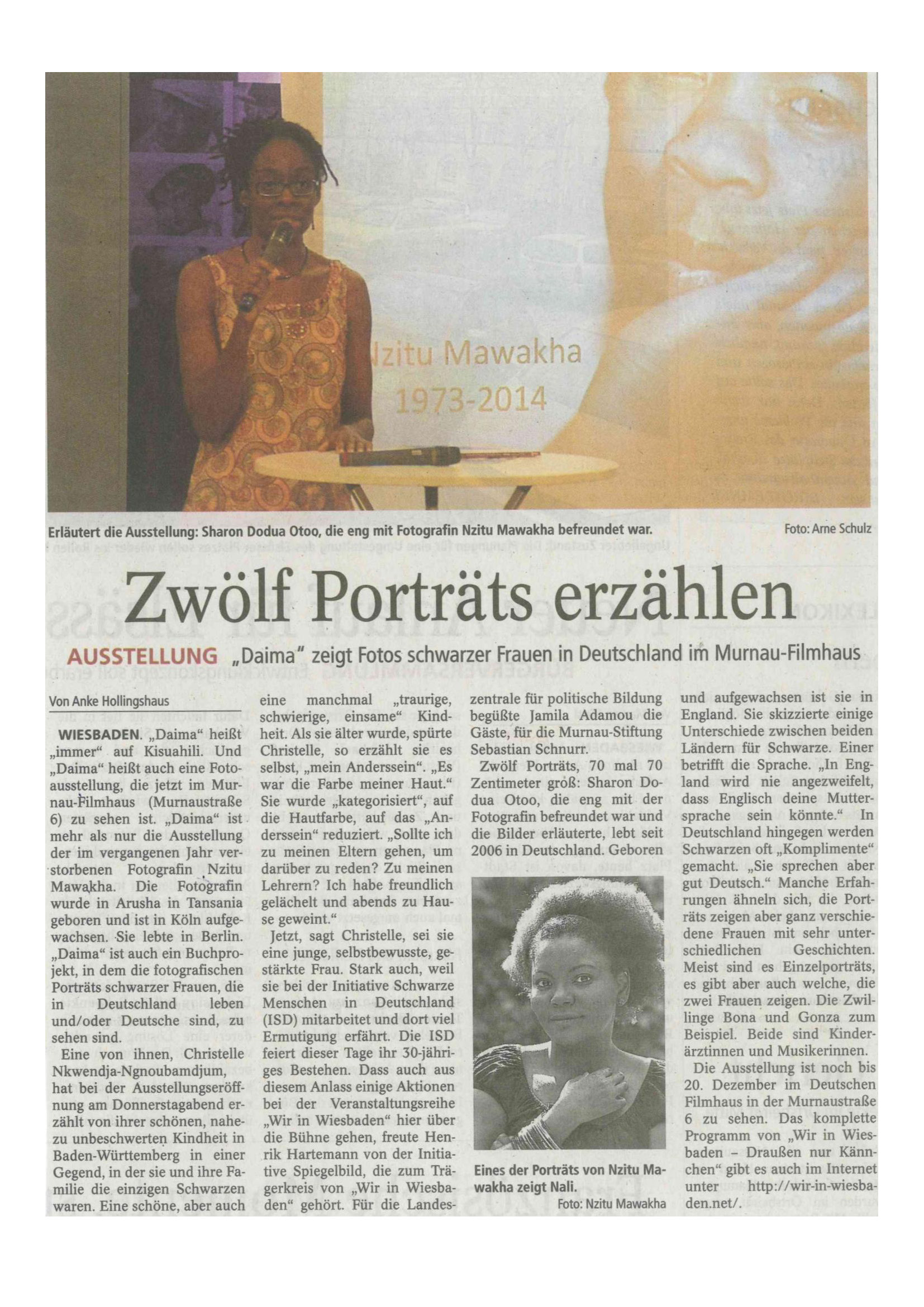 2015-11-14_Wiesbandener Tagblatt – Zwölf Porträts erzaehlen