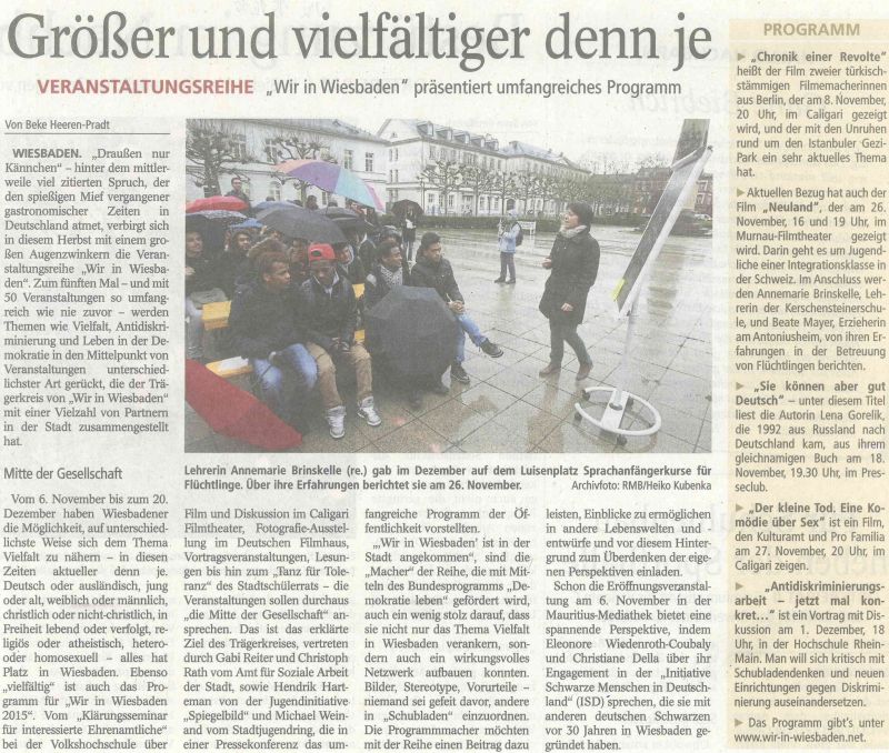 15.10.2015 Wiesbadener Tagblatt: Größer und vielfältiger denn je
